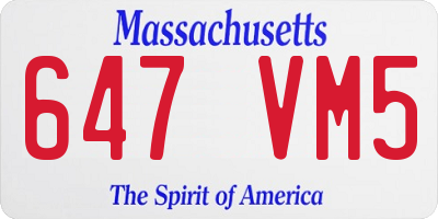 MA license plate 647VM5