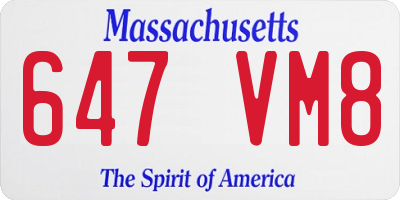 MA license plate 647VM8
