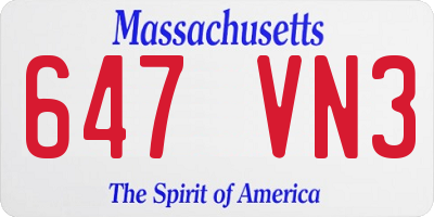 MA license plate 647VN3