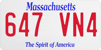 MA license plate 647VN4