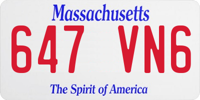 MA license plate 647VN6