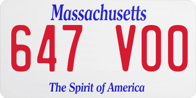 MA license plate 647VO0
