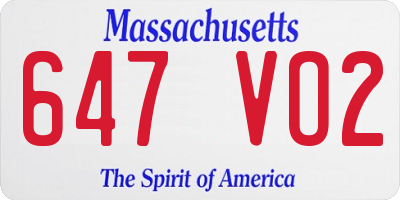 MA license plate 647VO2