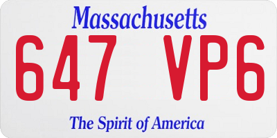 MA license plate 647VP6