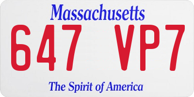 MA license plate 647VP7