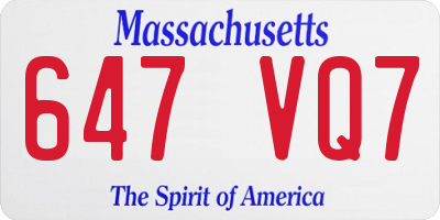 MA license plate 647VQ7