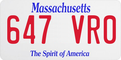 MA license plate 647VR0
