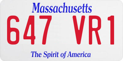 MA license plate 647VR1