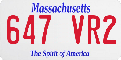 MA license plate 647VR2