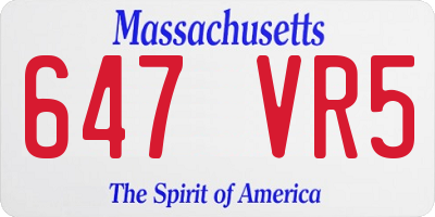 MA license plate 647VR5