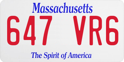 MA license plate 647VR6