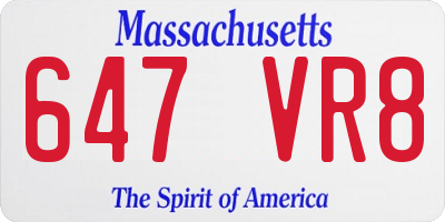 MA license plate 647VR8