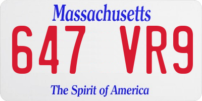 MA license plate 647VR9
