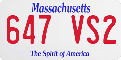 MA license plate 647VS2