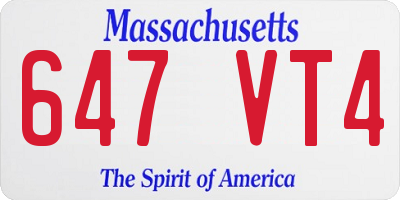 MA license plate 647VT4