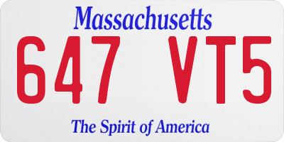 MA license plate 647VT5