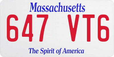 MA license plate 647VT6