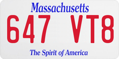 MA license plate 647VT8