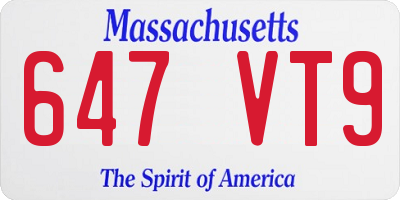MA license plate 647VT9
