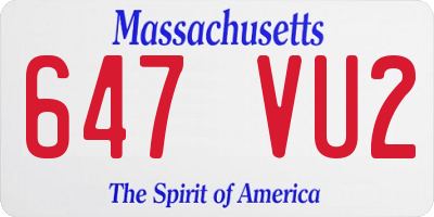 MA license plate 647VU2