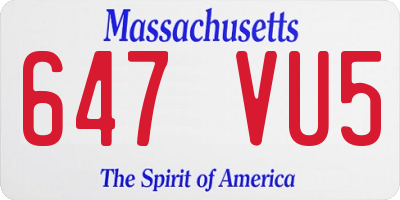 MA license plate 647VU5