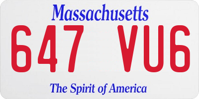 MA license plate 647VU6