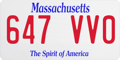 MA license plate 647VV0