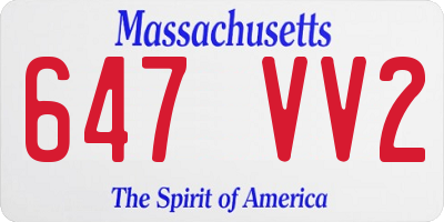 MA license plate 647VV2