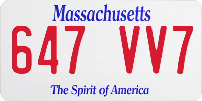 MA license plate 647VV7