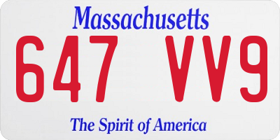 MA license plate 647VV9