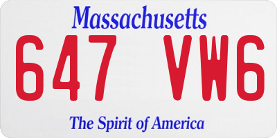 MA license plate 647VW6