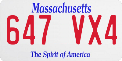 MA license plate 647VX4