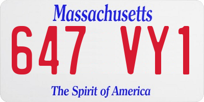 MA license plate 647VY1