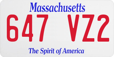 MA license plate 647VZ2