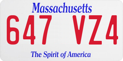 MA license plate 647VZ4