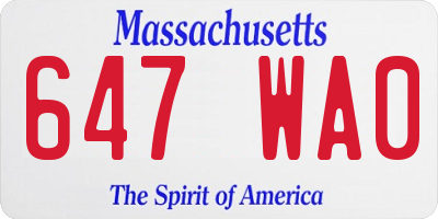 MA license plate 647WA0