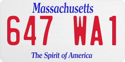 MA license plate 647WA1