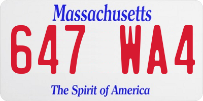 MA license plate 647WA4