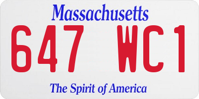 MA license plate 647WC1