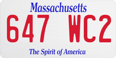 MA license plate 647WC2