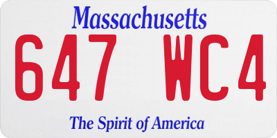 MA license plate 647WC4