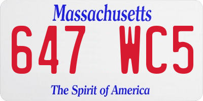 MA license plate 647WC5