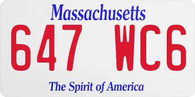 MA license plate 647WC6