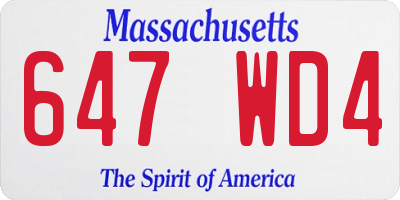 MA license plate 647WD4