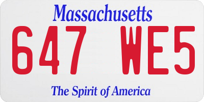 MA license plate 647WE5