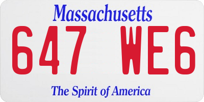 MA license plate 647WE6