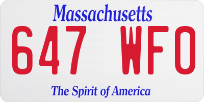 MA license plate 647WF0