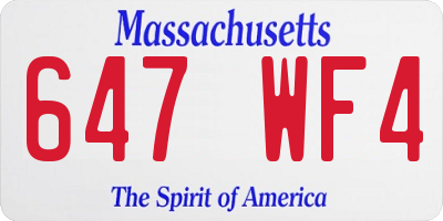 MA license plate 647WF4