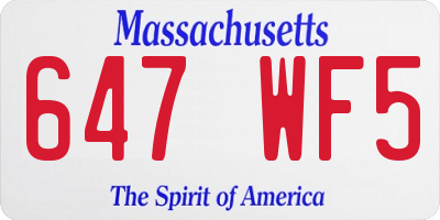 MA license plate 647WF5