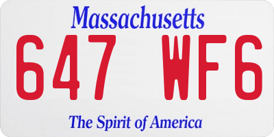 MA license plate 647WF6